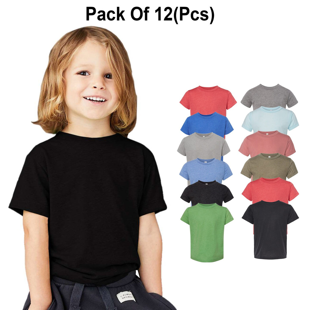 12 Pack: Bella + Canvas® - Toddler Jersey Short Sleeve Crewneck Tee