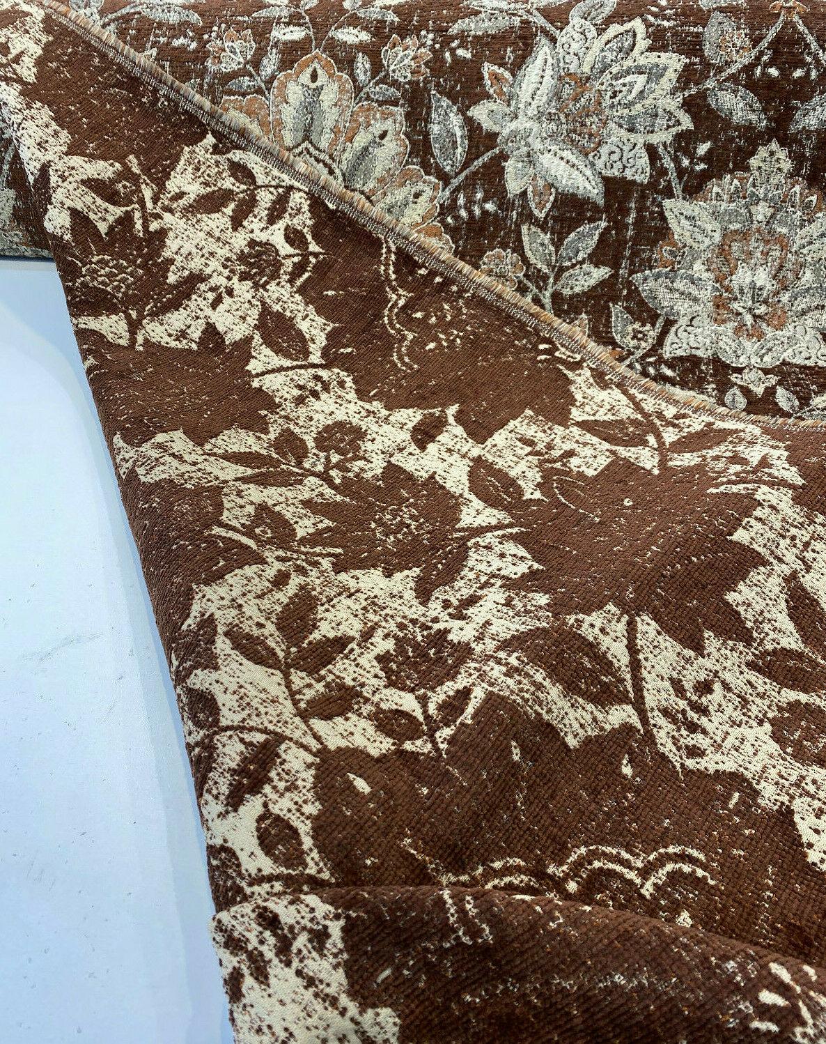 Wolfgang Floral Chenille Fabric - Carob Rust Damask, 57" Width, 27" Horizontal Repeat, 29" Vertical Repeat (1 Yard)
