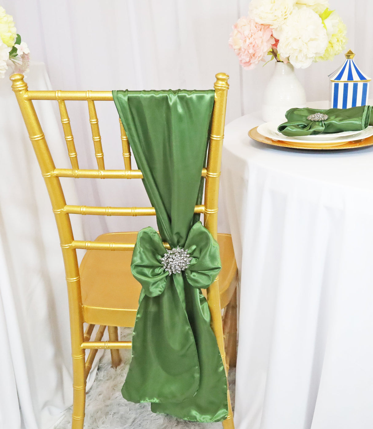 Satin Chair Sashes 8x108 Clover Green