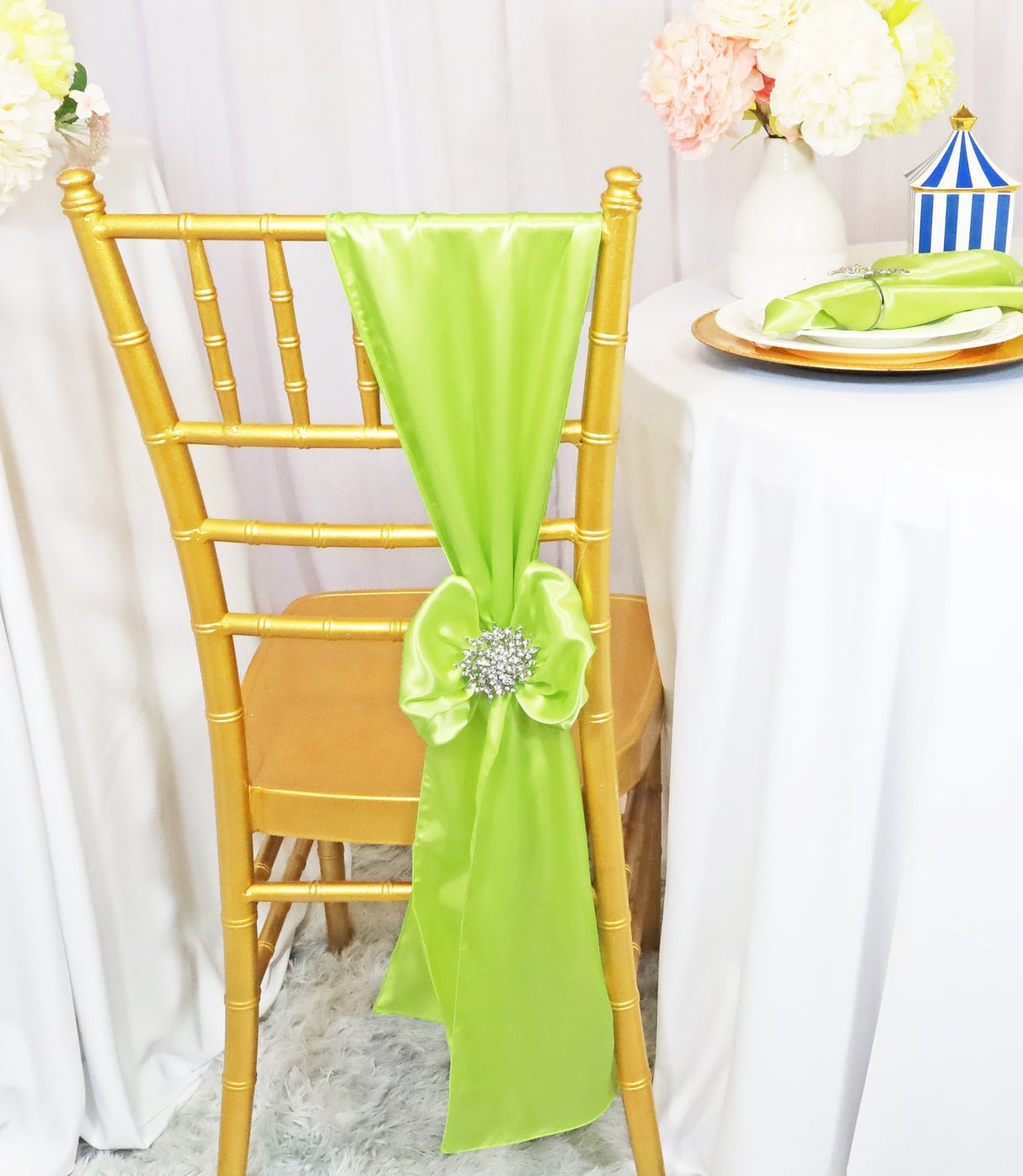 Satin Chair Sashes 8x108 Key Lime