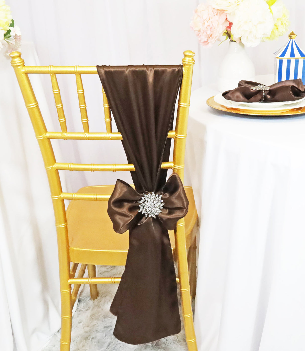 Satin Chair Sashes 8x108 Chocolate
