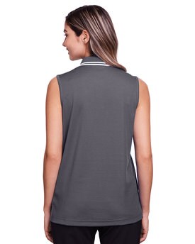 Devon & Jones® CrownLux Performance Ladies Plaited Tipped Sleeveless Polo