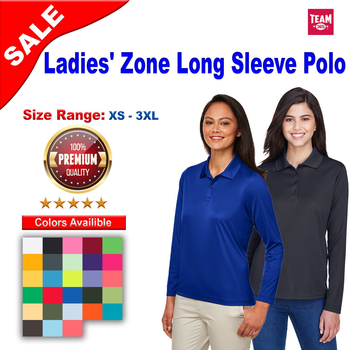 Team® Ladies Zone Performance Long Sleeve Polo