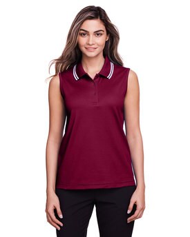 Devon & Jones® CrownLux Performance Ladies Plaited Tipped Sleeveless Polo