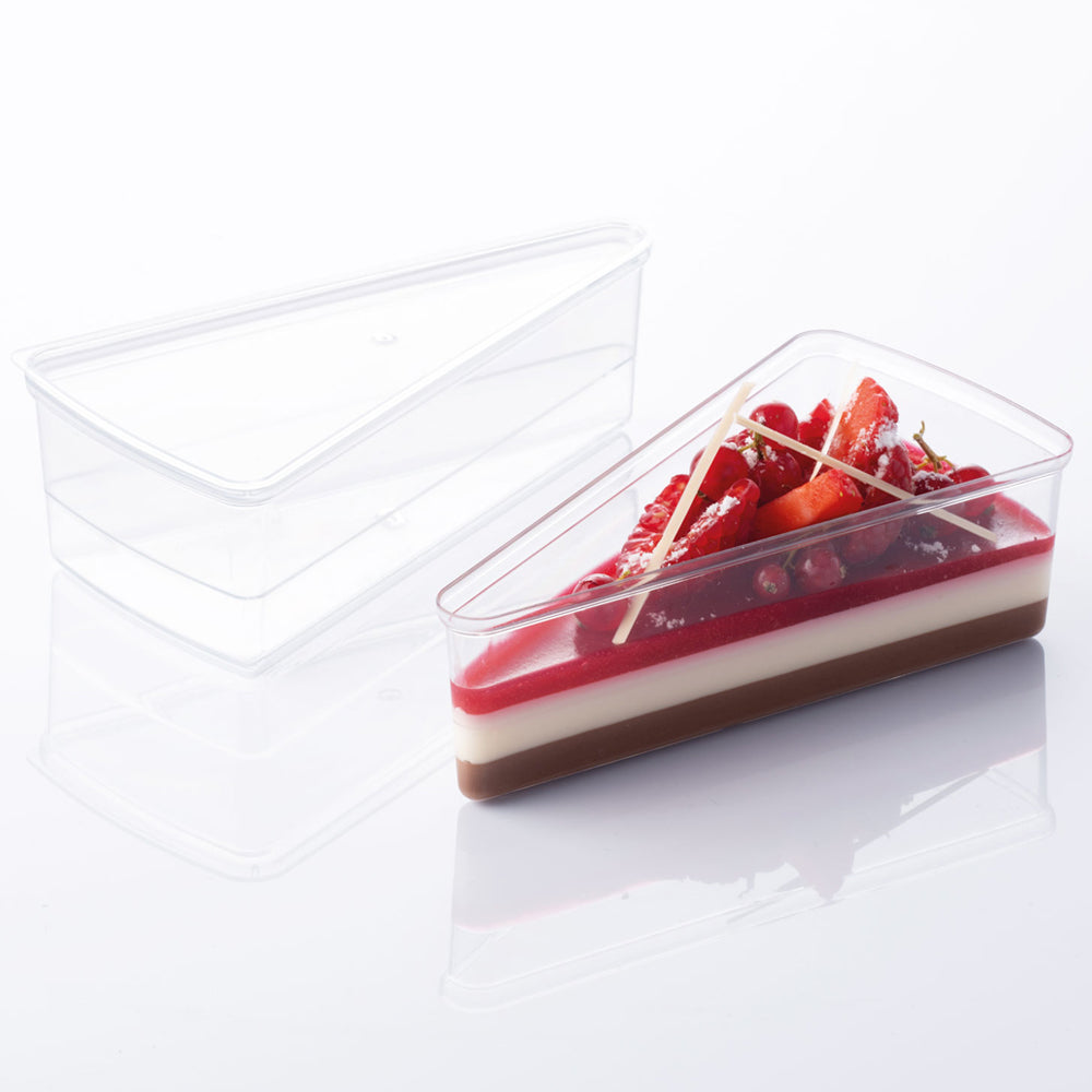 Martellato Clear Plastic Slice Dessert Cup, 5.3" x 2.7" x 1.7" - Pack of 100