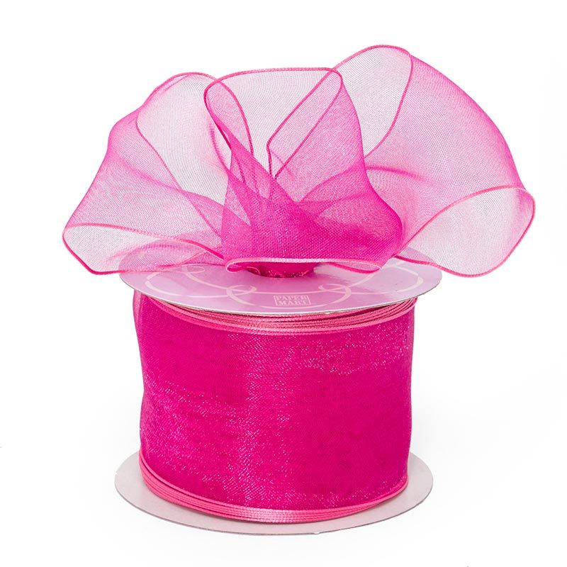 Sheer Organza Wired Ribbon 1 1/2 '' X 25 yd Azalea Color 1 / roll
