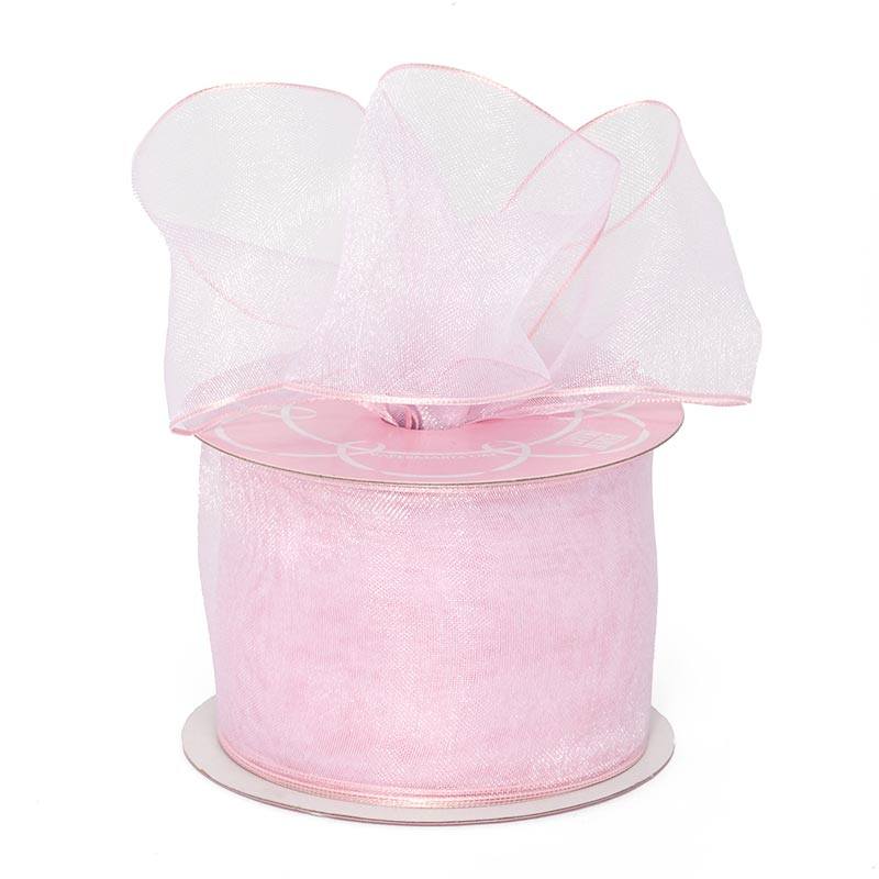 Sheer Organza Wired Ribbon 7/8 '' X 25 yd Baby Pink Color 1 / roll