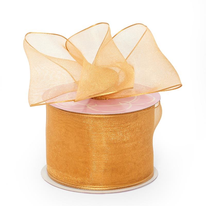 Sheer Organza Wired Ribbon 7/8 '' X 25 yd Butterscotch Color 1 / roll