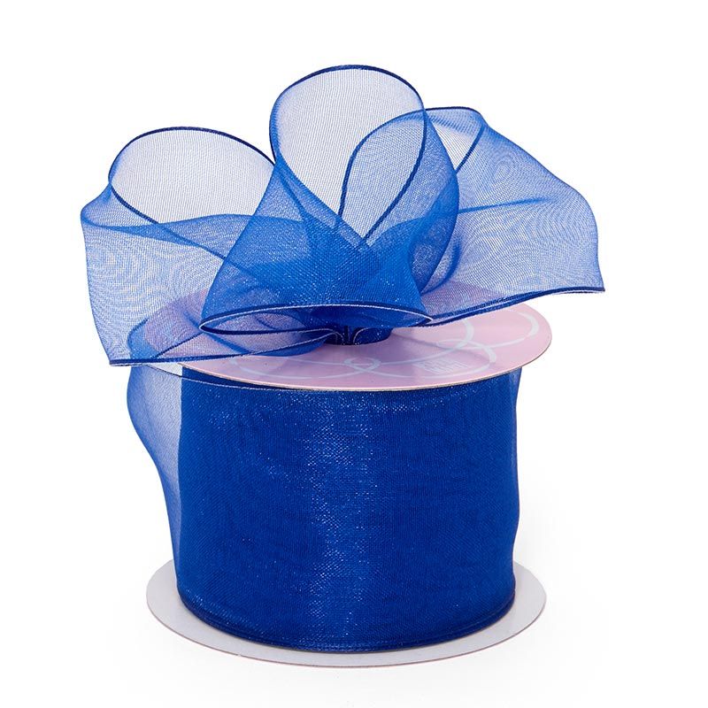 Sheer Organza Wired Ribbon 1 1/2 '' X 25 yd Royal Color 1 / roll