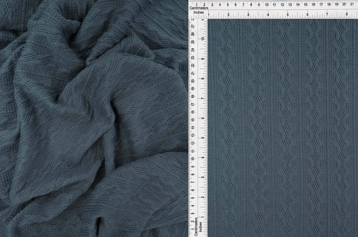 Cable Knit Jacquard Sweater Fabric, Heavyweight Stretch Knit 58/60" Wide