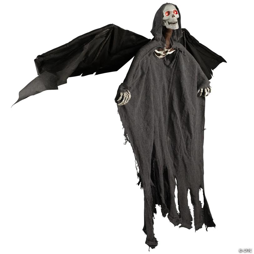 50" Animated Hanging Winged Grim Reaper with LED Eyes Halloween Decoration