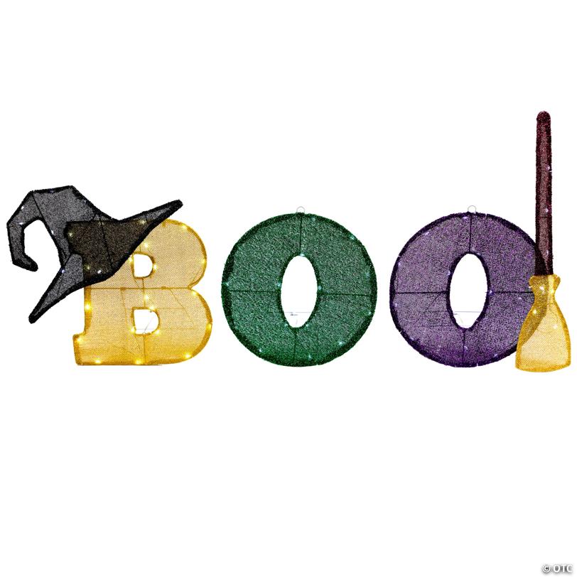 50" LED Lighted Tinsel 'Boo' Outdoor Halloween Decoration