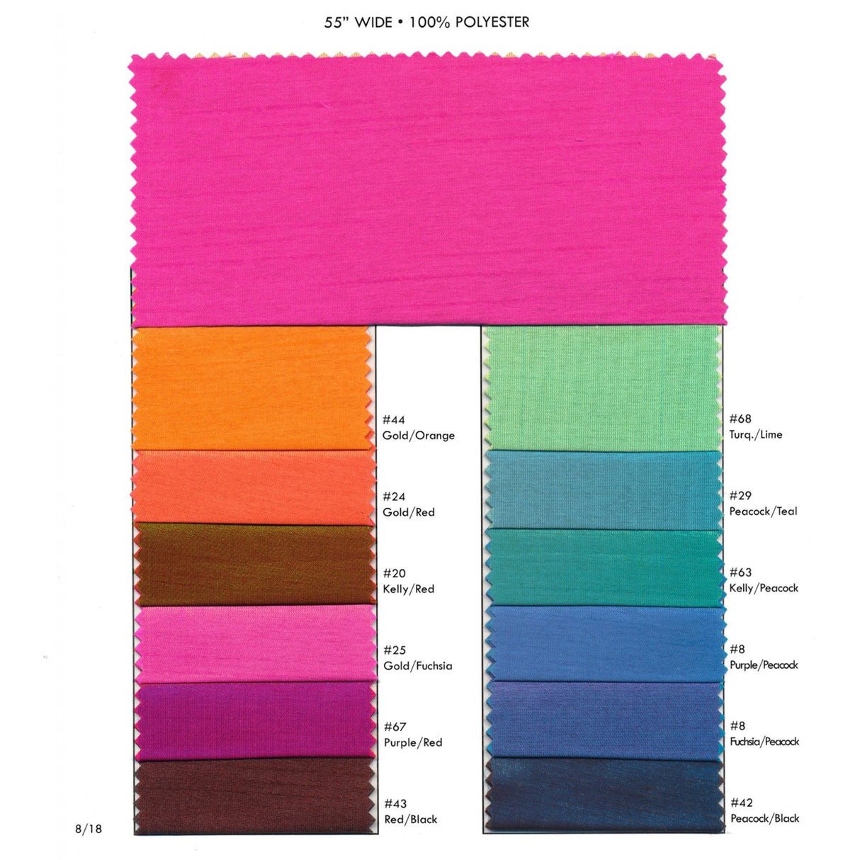 Reversible Shimmer Shantung Polyester Fabric - Reversible Shimmer, 55" Width (1 Yard)