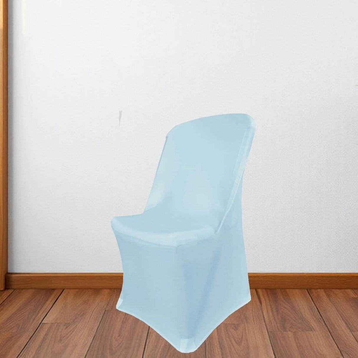 1 Piece Baby Blue Spandex Chair Slipcover Stretch Fit for Lifetime Folding Chairs