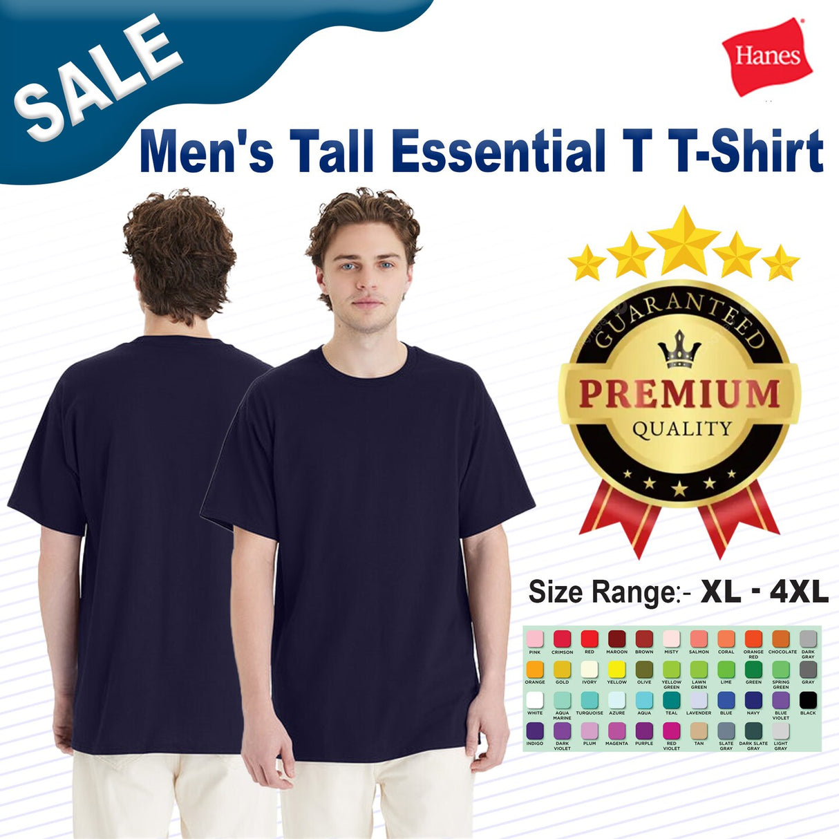 Hanes® Essential-T Tall T-Shirt 100% Cotton Comfort