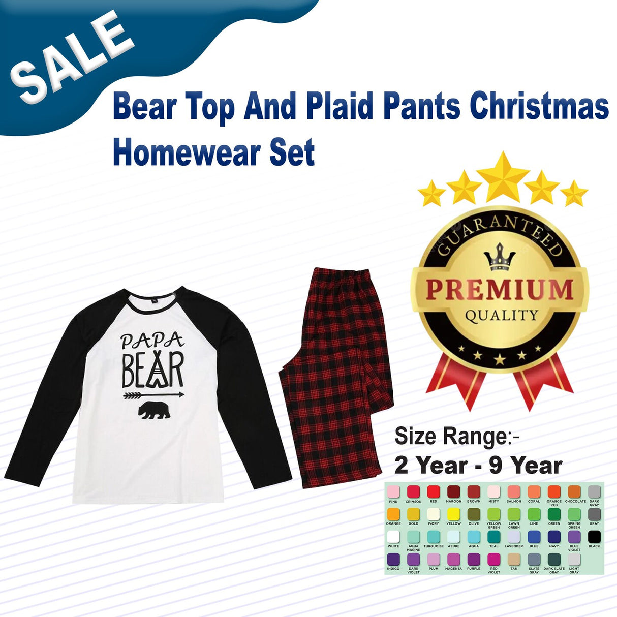 Bear Top And Plaid Pants Christmas Homewear Set