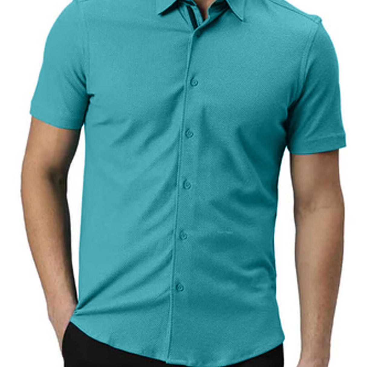 Turquoise Short Slim Fit Polo Shirt