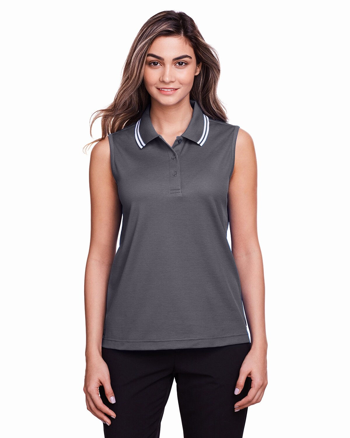 Devon & Jones® Ladies Plaited Tipped Sleeveless Polo