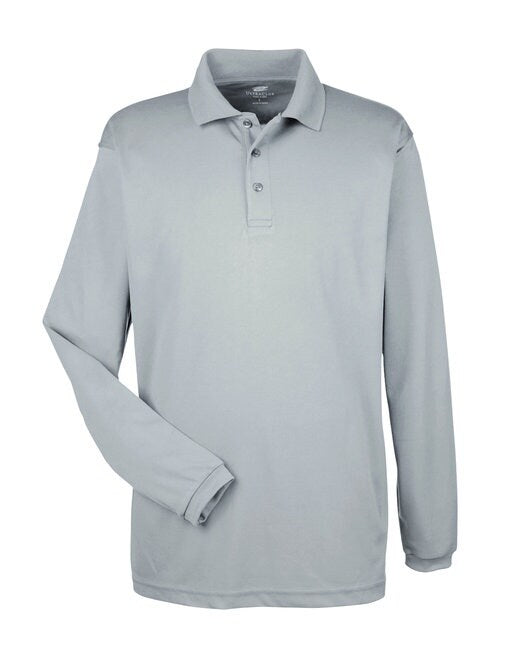 UltraClub® Adult Cool & Dry Long-Sleeve Mesh Pique Polo