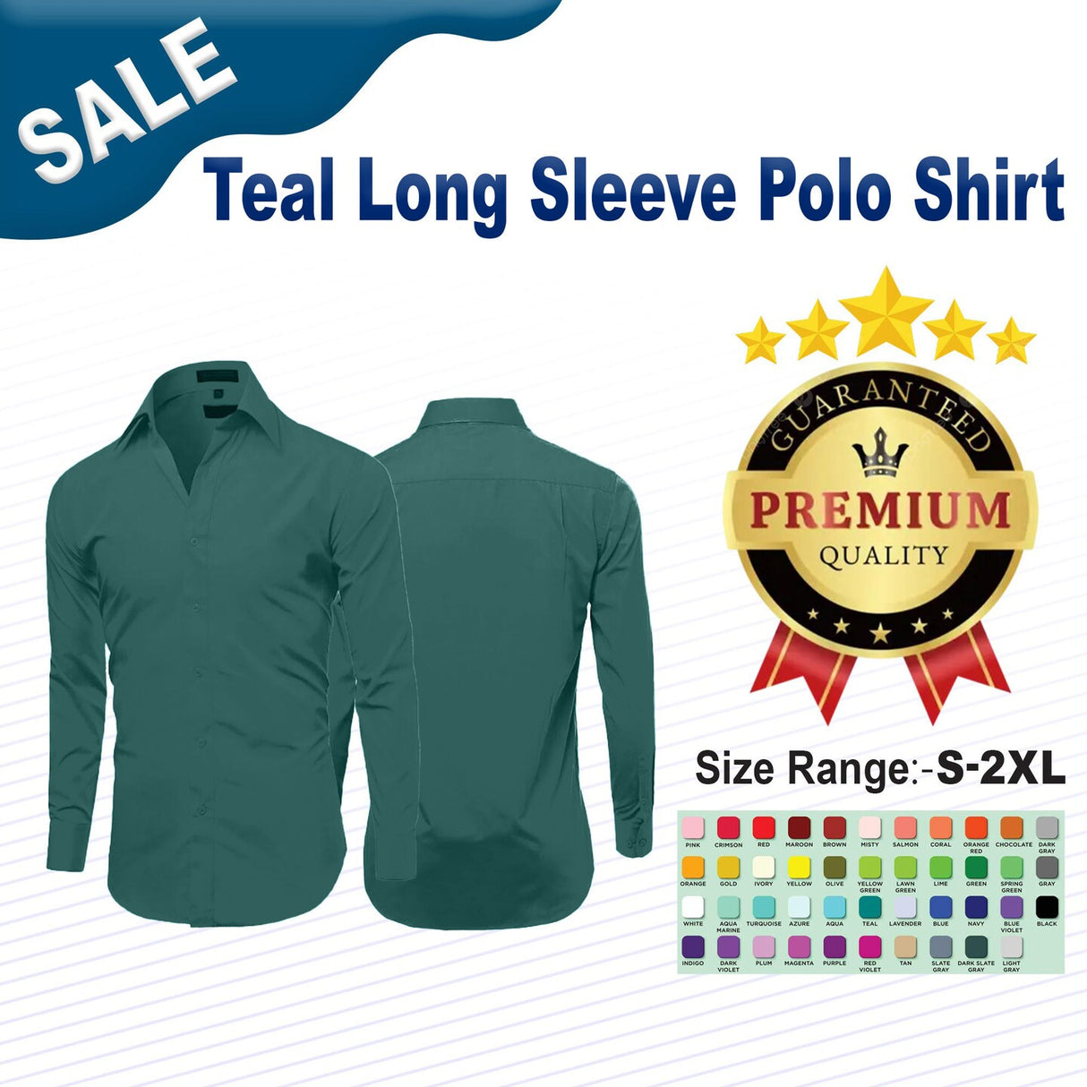 Teal Long Sleeve Polo Shirt