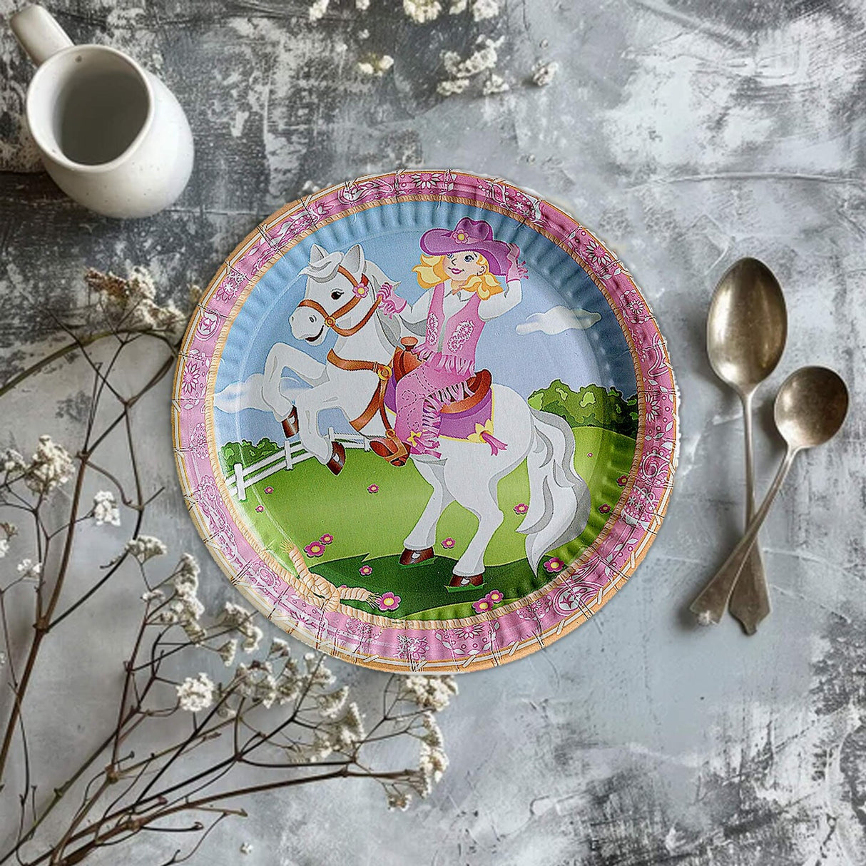 8 Ct. Pink Cowgirl Party Paper Dinner Plates Western Rodeo Theme Tableware 9 Inch