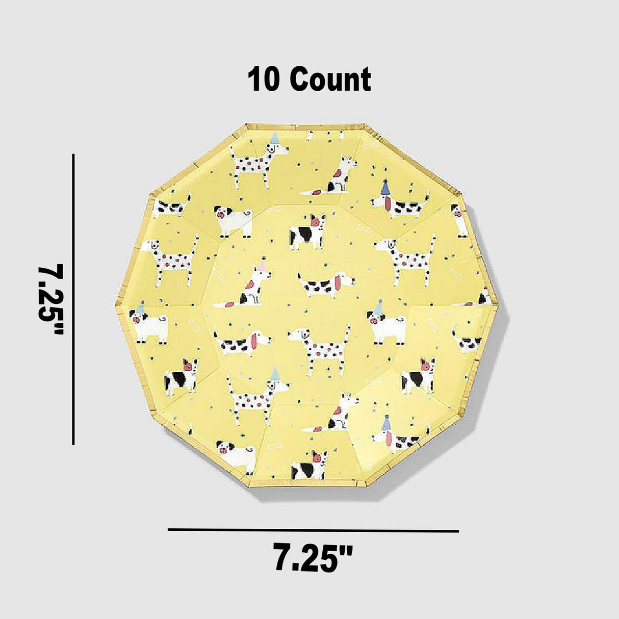 10 Count Hot Diggity Dog Small Paper Plates 7.25 Inch Fun Party Plates for Dog Lovers