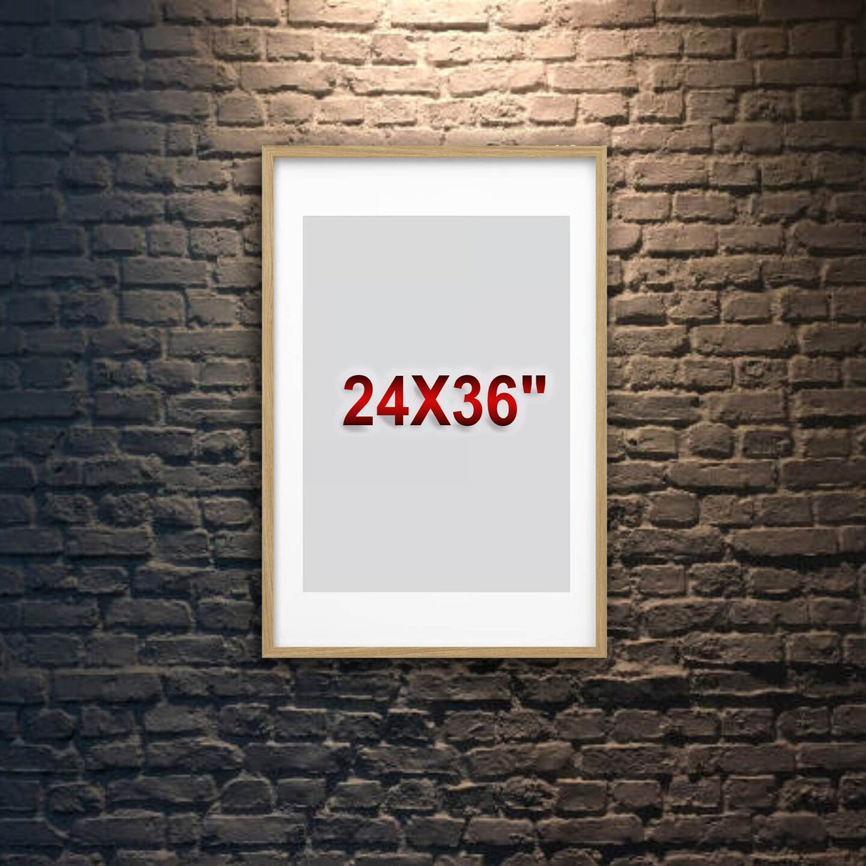 Oak Effect Frame with Mount, 24x36" – Horizontal/Vertical, No-Nail Hanging!