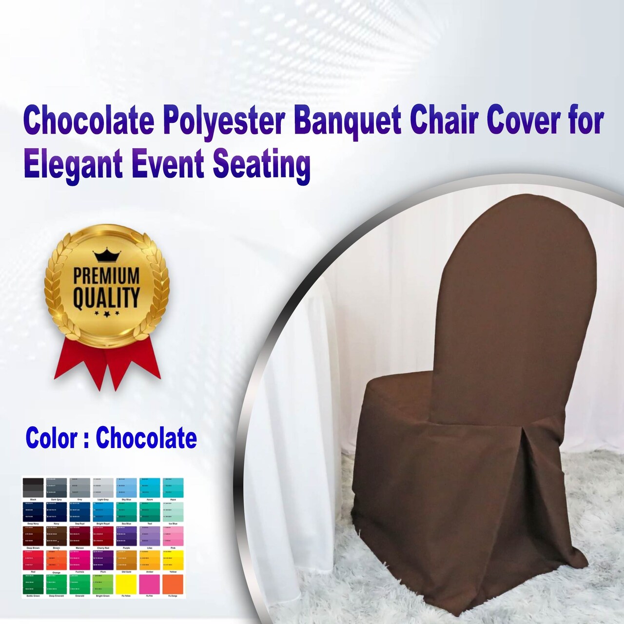 1 Piece Chocolate Polyester Banquet Chair Cover for Elegant Event Seating