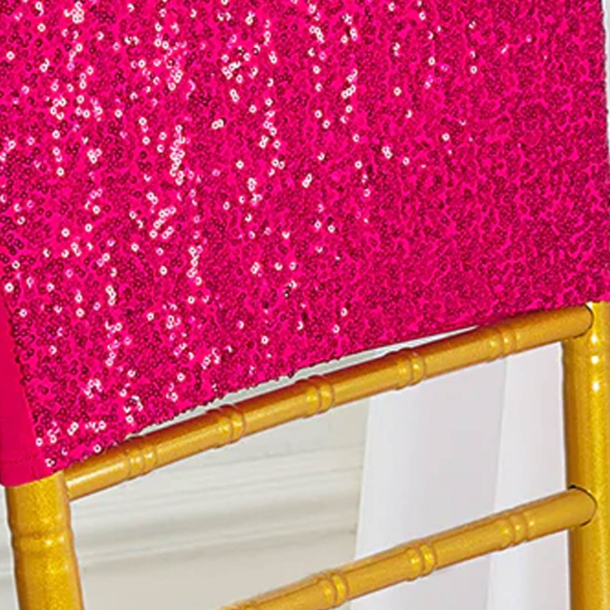 1 Piece Fuchsia Sequin Spandex Chair Cap 13.5 inch by 10 inch Wedding Party Decor