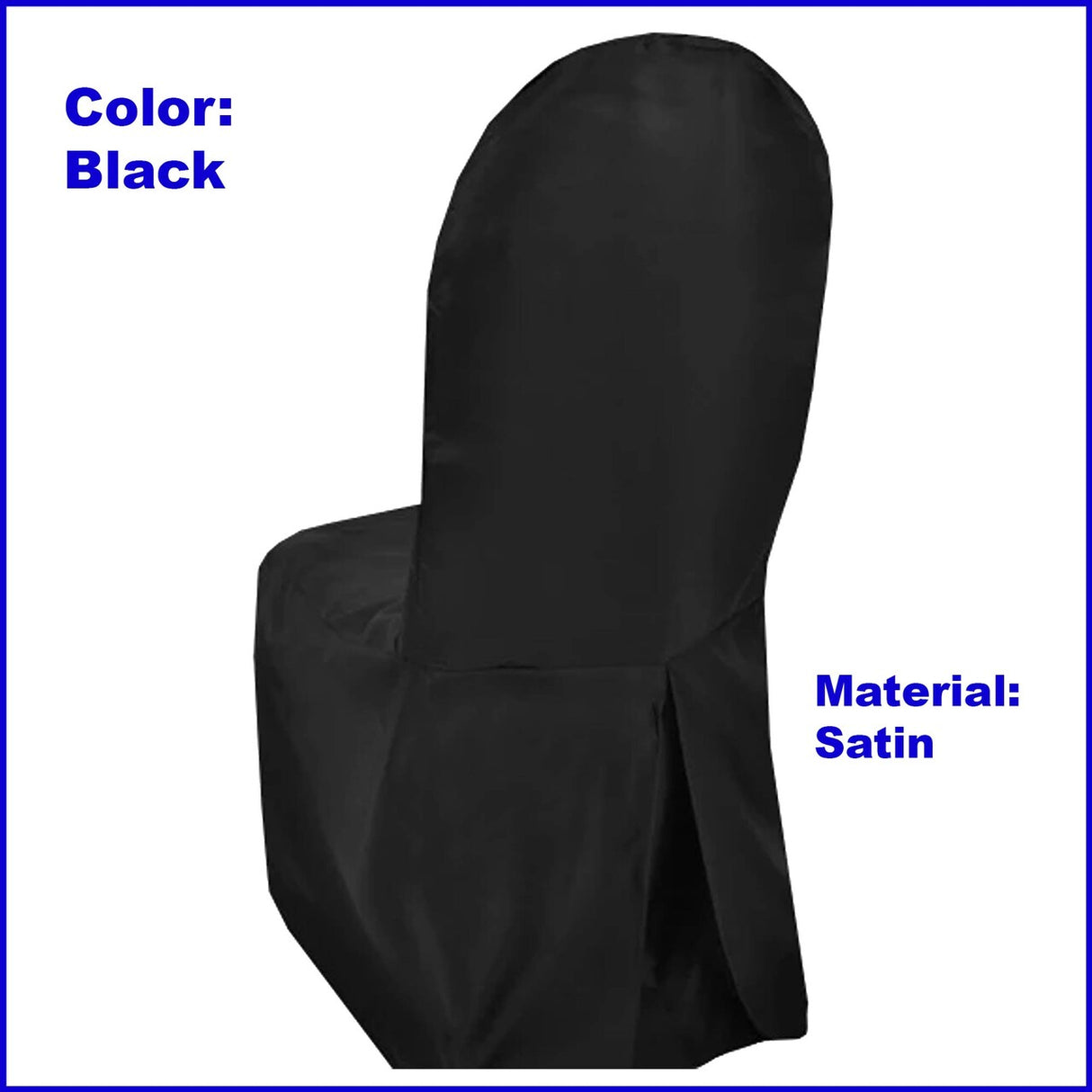 1 Piece Black Lamour Satin Banquet Chair Cover, Elegant Event Chair Slipcover