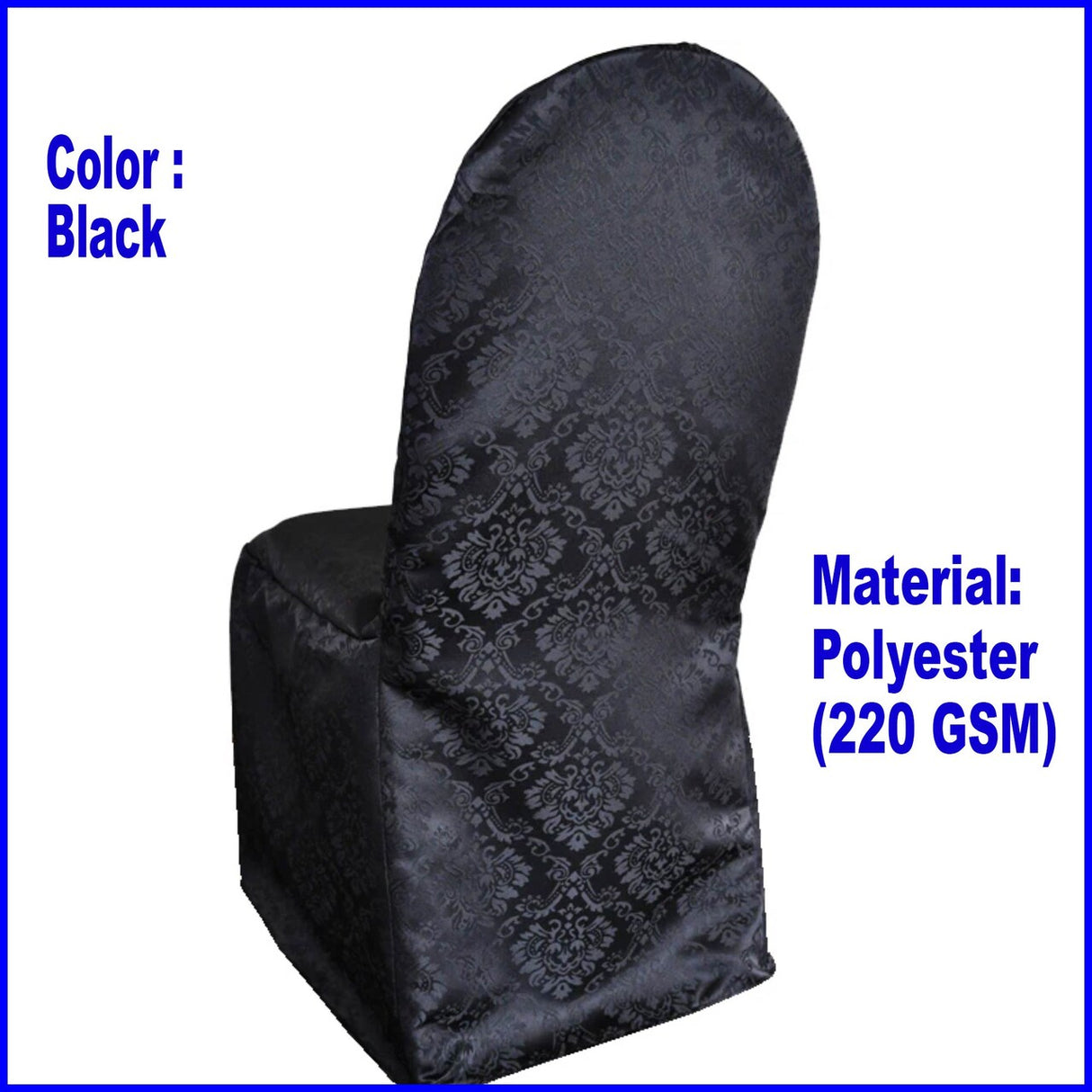 1 Piece Heritage Damask Jacquard Polyester Chair Cover Black