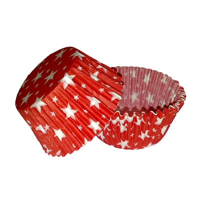 Red White Star Paper Standard Size Baking Cups - 100 Pack