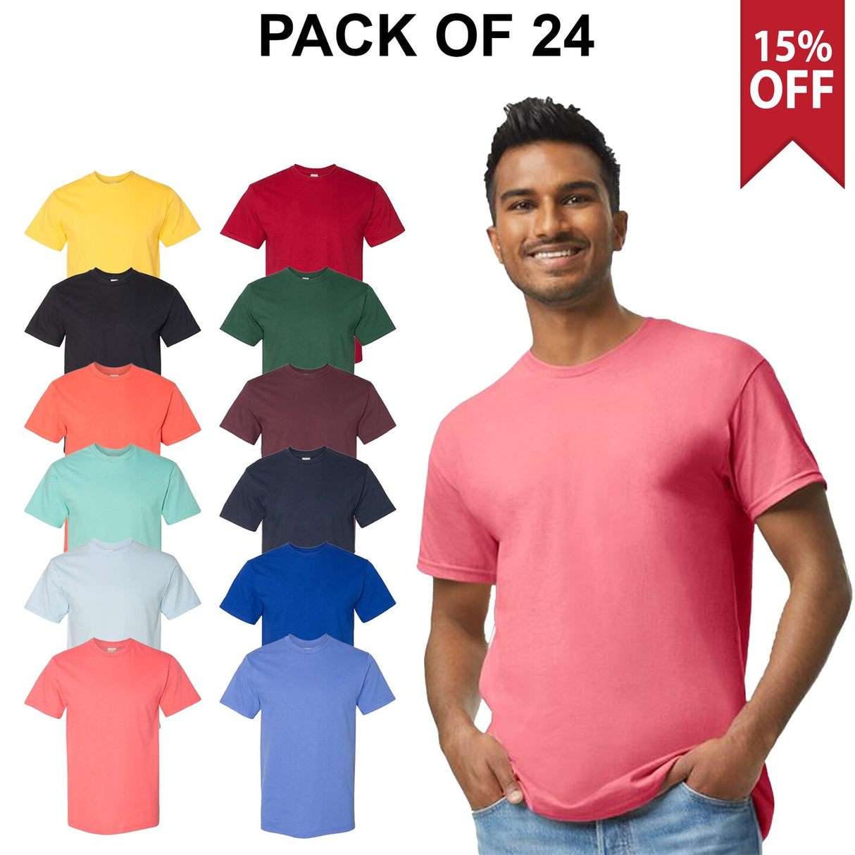 Pack: 24 Gold Soft Touch T-Shirt Sustainable Style