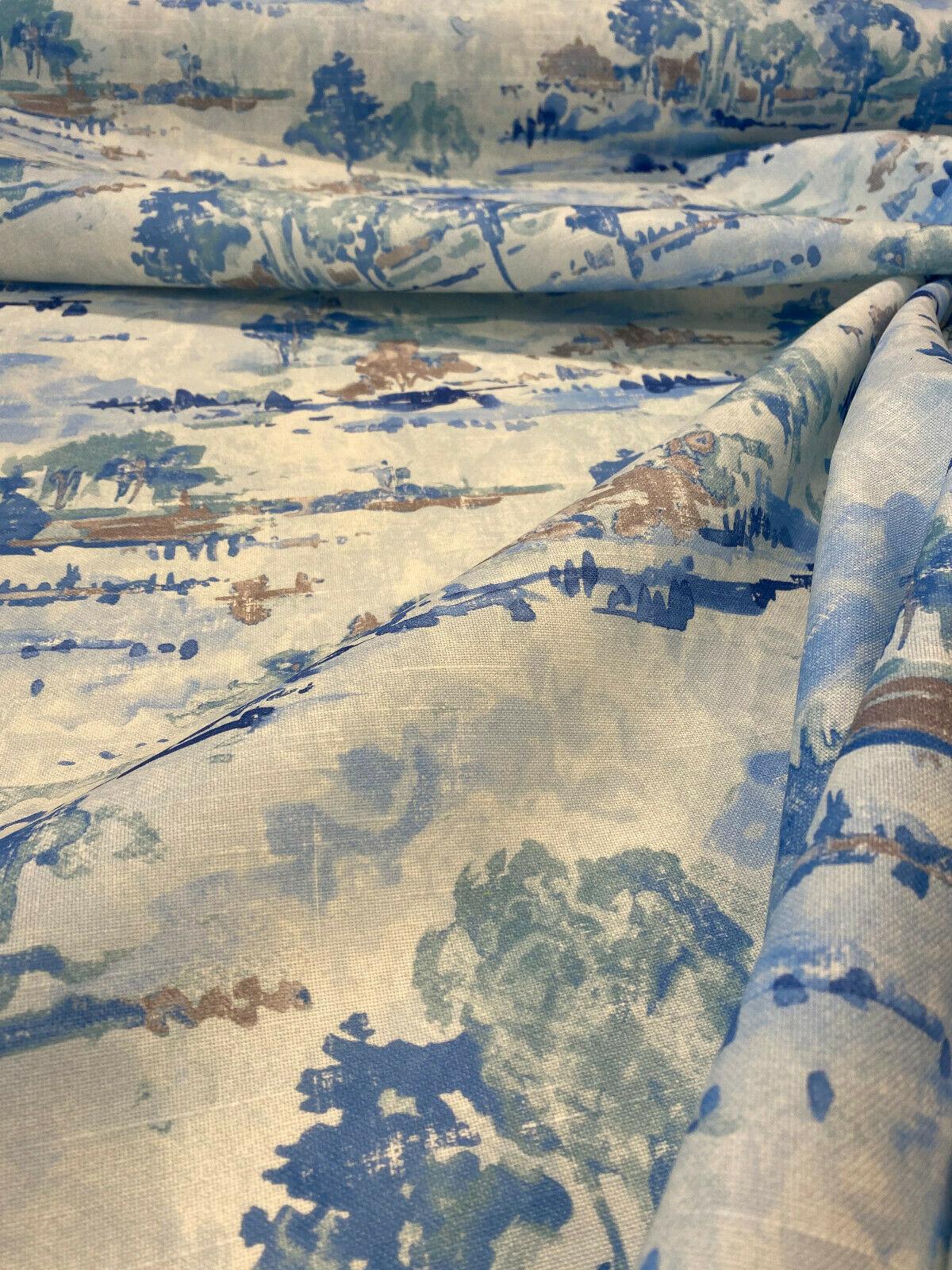 Waverly Imagery 100 Percent Cotton Fabric - Sky Blue Watercolor Toile, 54" Width (1 Yard)