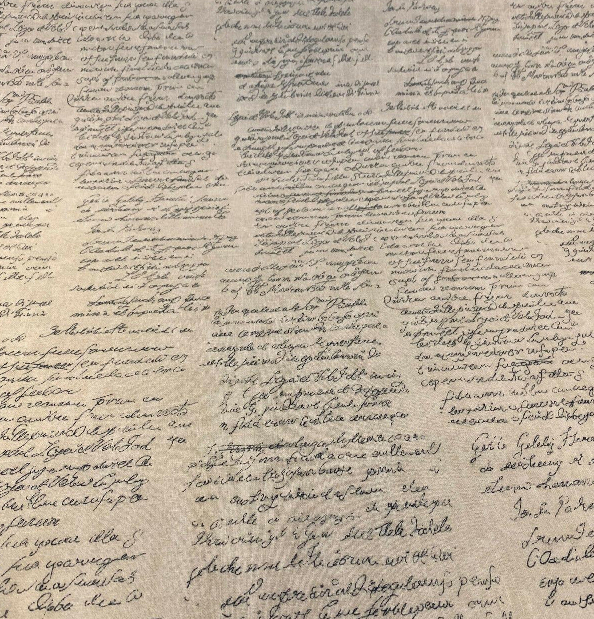 Waverly Scripted Writing Linen Rayon Fabric - Indigo Writing, 54" Width (1 Yard)