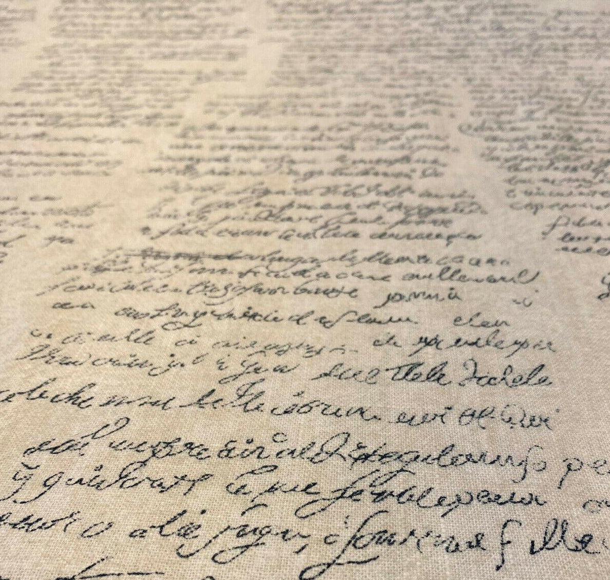 Waverly Scripted Writing Linen Rayon Fabric - Indigo Writing, 54" Width (1 Yard)