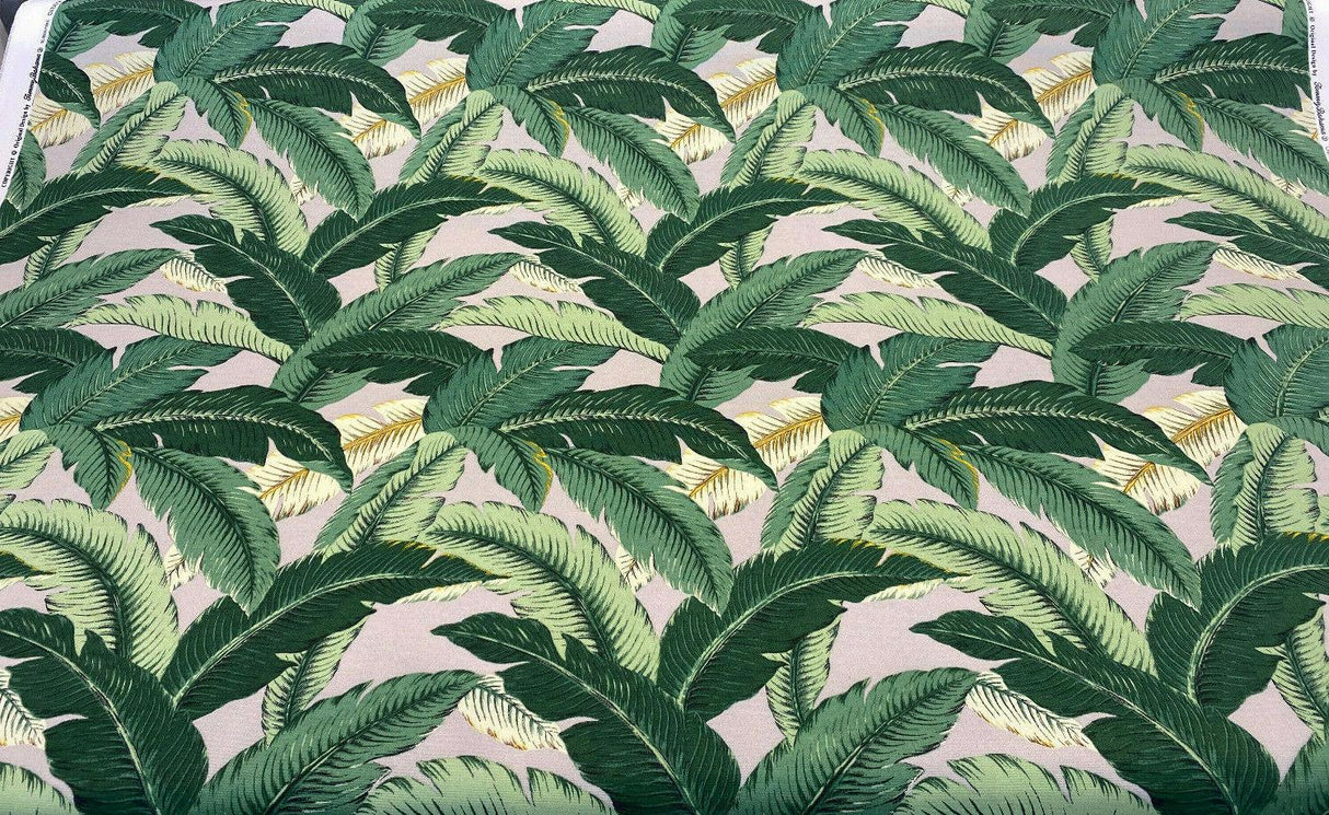 Outdoor Island Hoppin Banana Leaf Gray Polyester Fabric - Gray Banana Leaf Pattern, 54" Width (1 Yard)