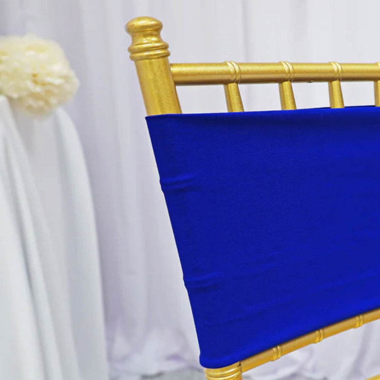 10 Pieces Royal Blue Spandex Chair Bands for Banquet Chairs 7 x 13 Inches