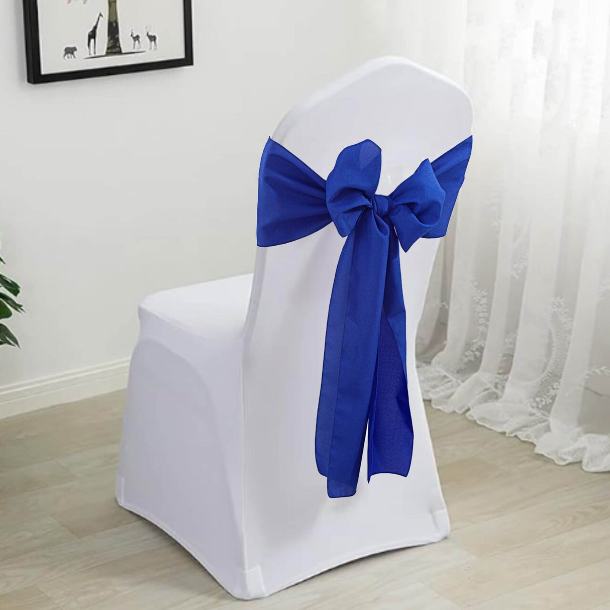 10 Pieces Royal Blue Polyester Chair Sashes Wrinkle Resistant 8"x108" Event Decor