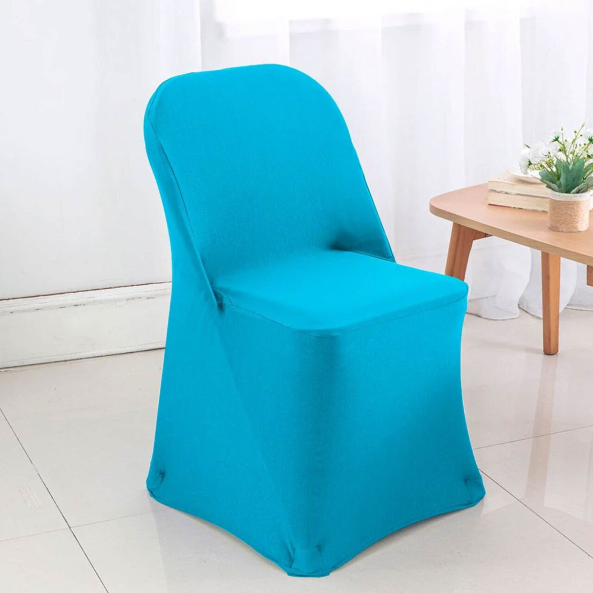 1 Piece Turquoise Damask Jacquard Folding Chair Cover for Upscale Events
