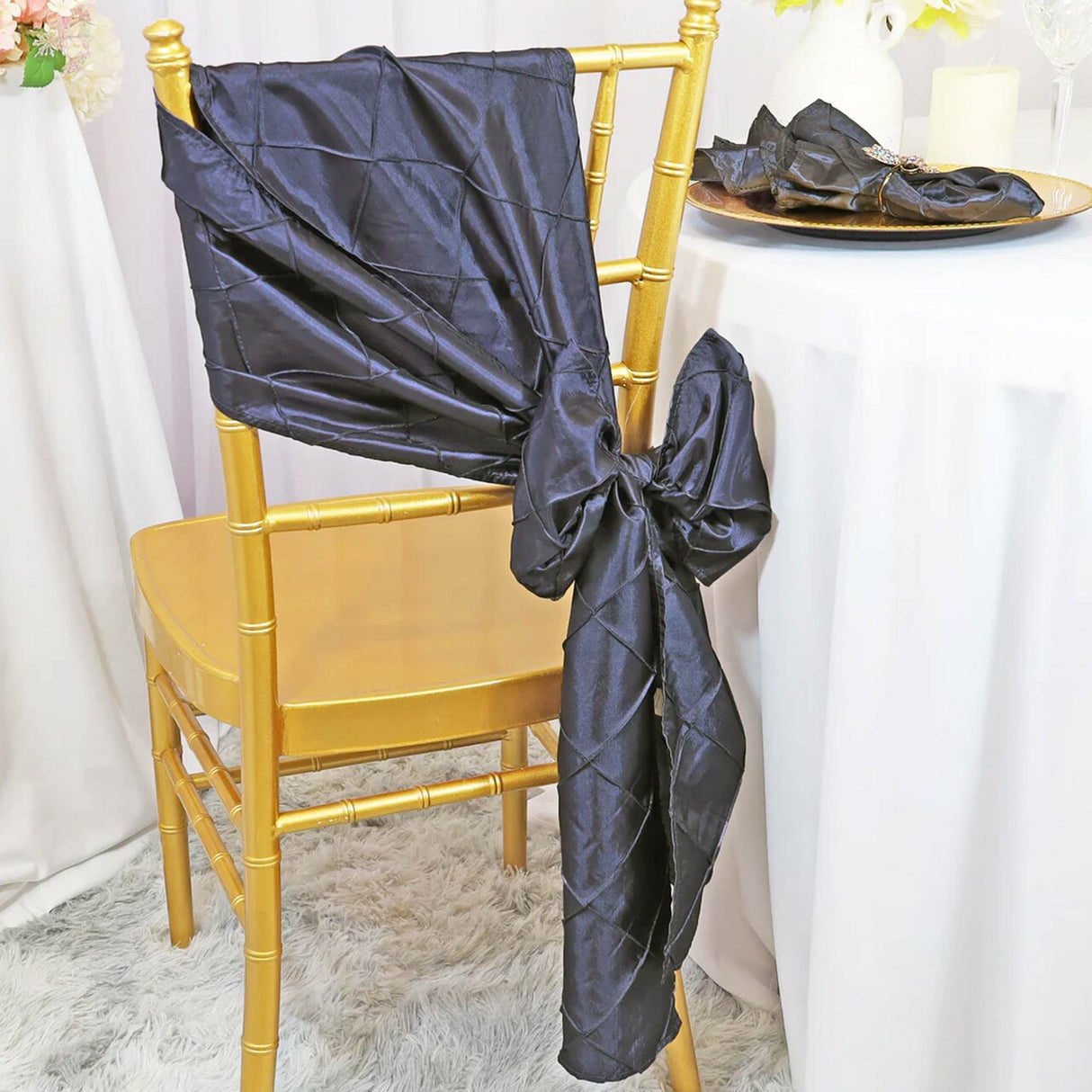 10 Pieces Elegant Pewter Charcoal Pintuck Taffeta Chair Sashes 9.5 x 108 Inches