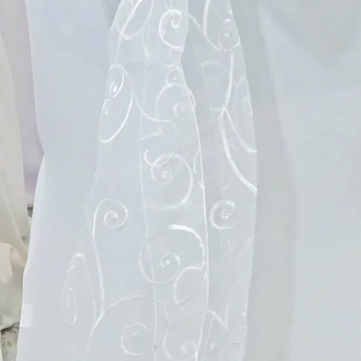 10 Pieces White Embroidered Organza Chair Sashes Elegant Sheer Wedding Decor Wraps 8"x108"