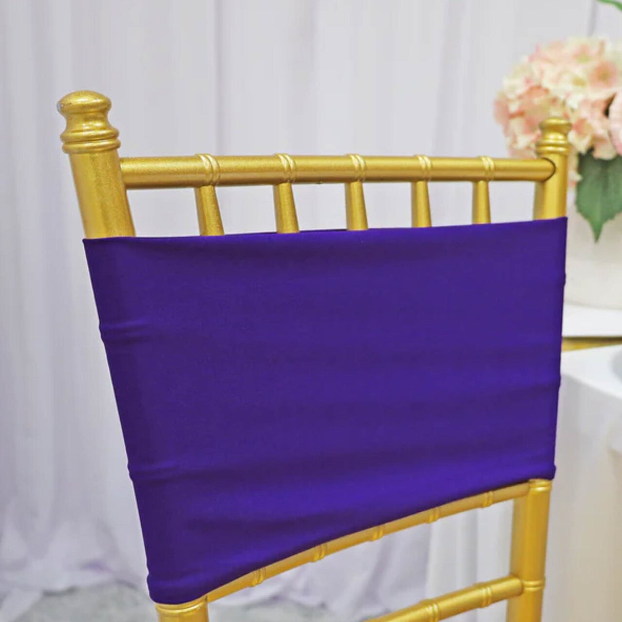10 Pieces Stretchy Regency Purple Spandex Chair Bands for Banquet Chairs 7 x 13 Inches
