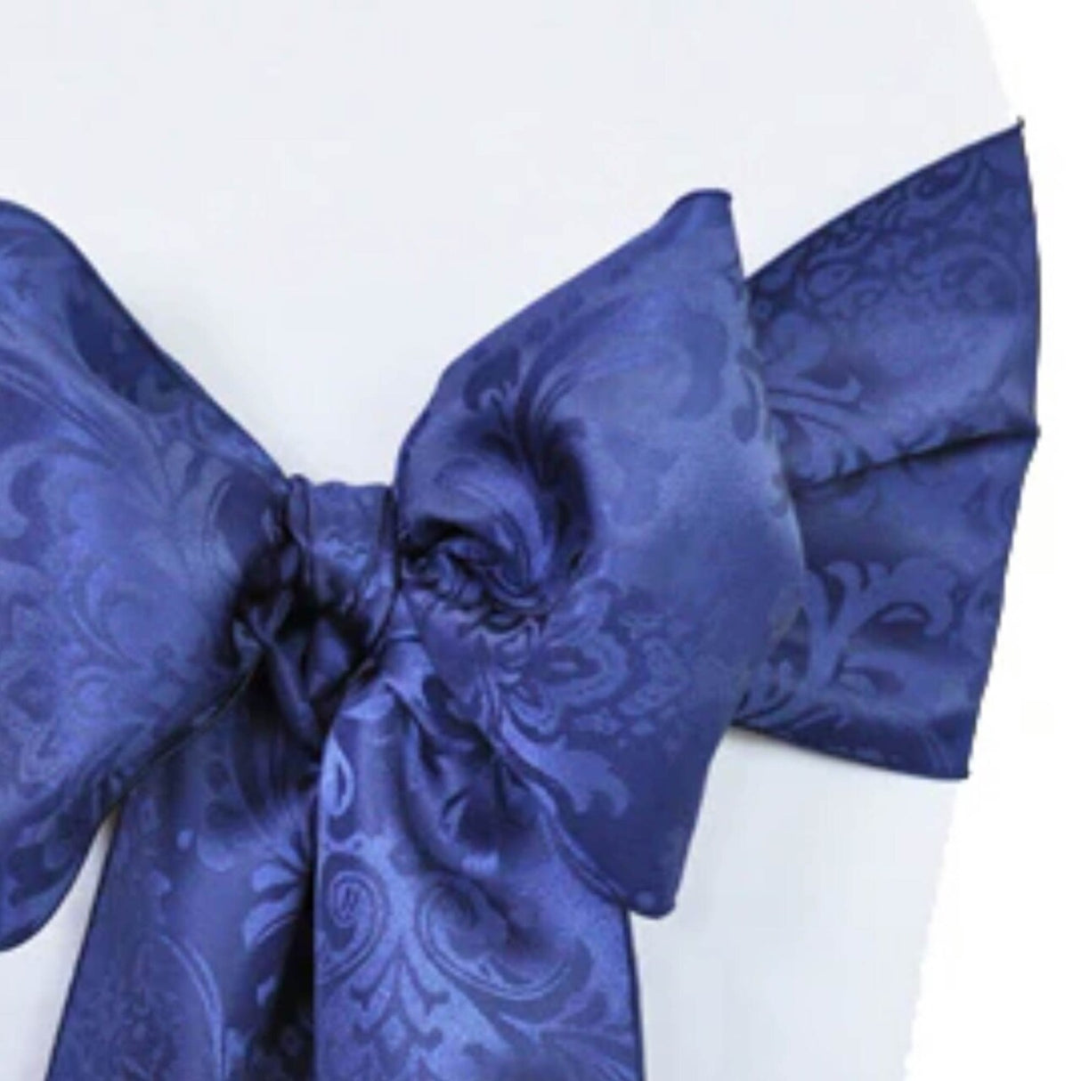 10 Pieces Navy Blue Floral Damask Jacquard Chair Sashes 7.5 x 108 Inches