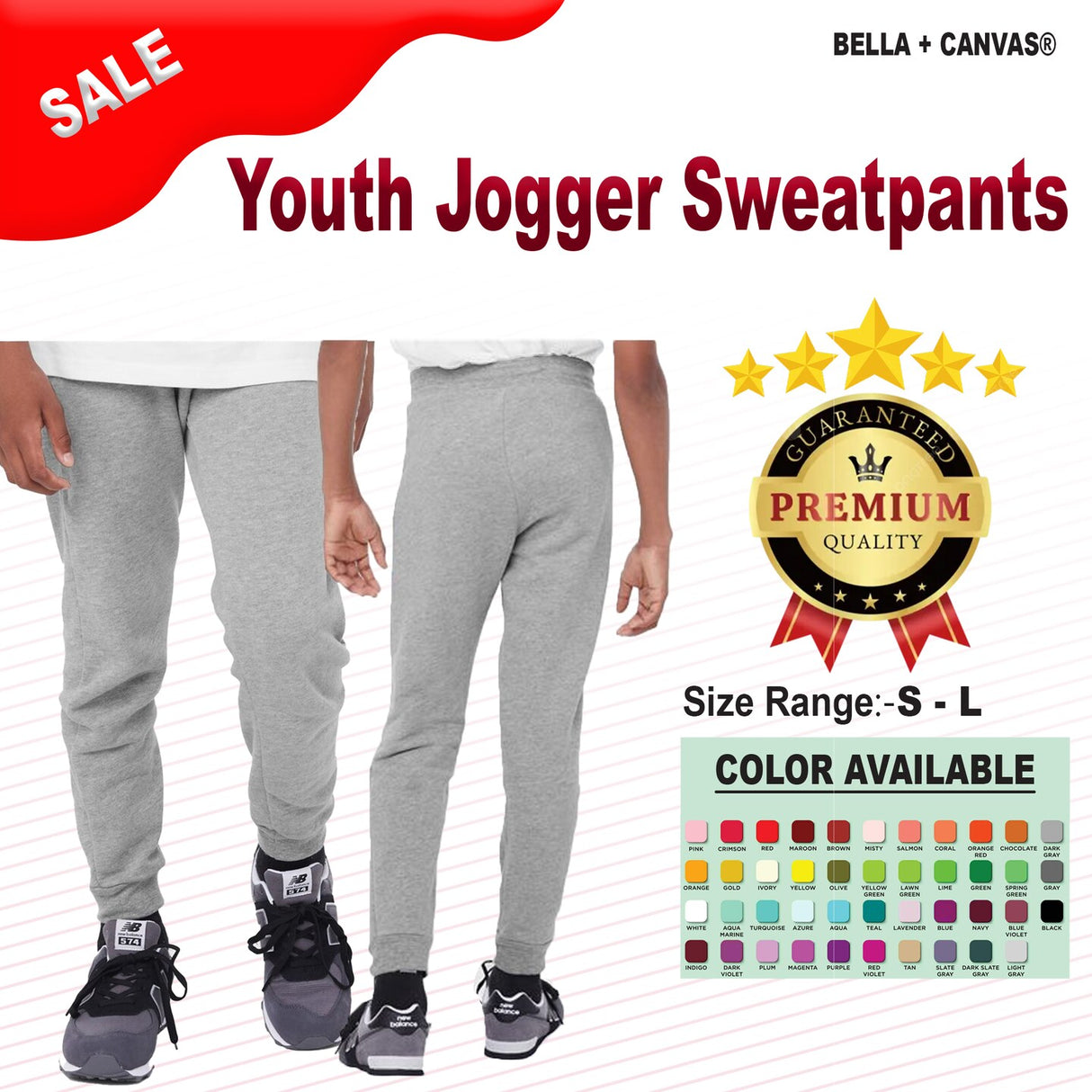 BELLA + CANVAS® Youth Jogger Sweatpants - 3727Y