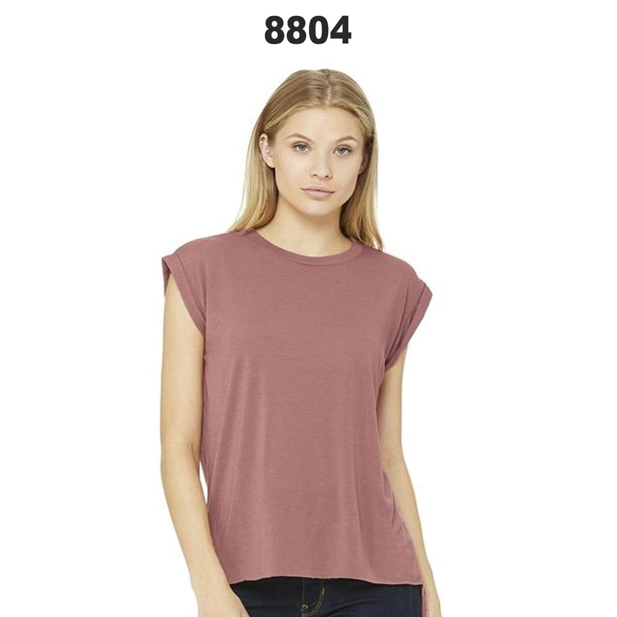 BELLA + CANVAS® Women’s Flowy Rolled Cuffs Muscle T-Shirt