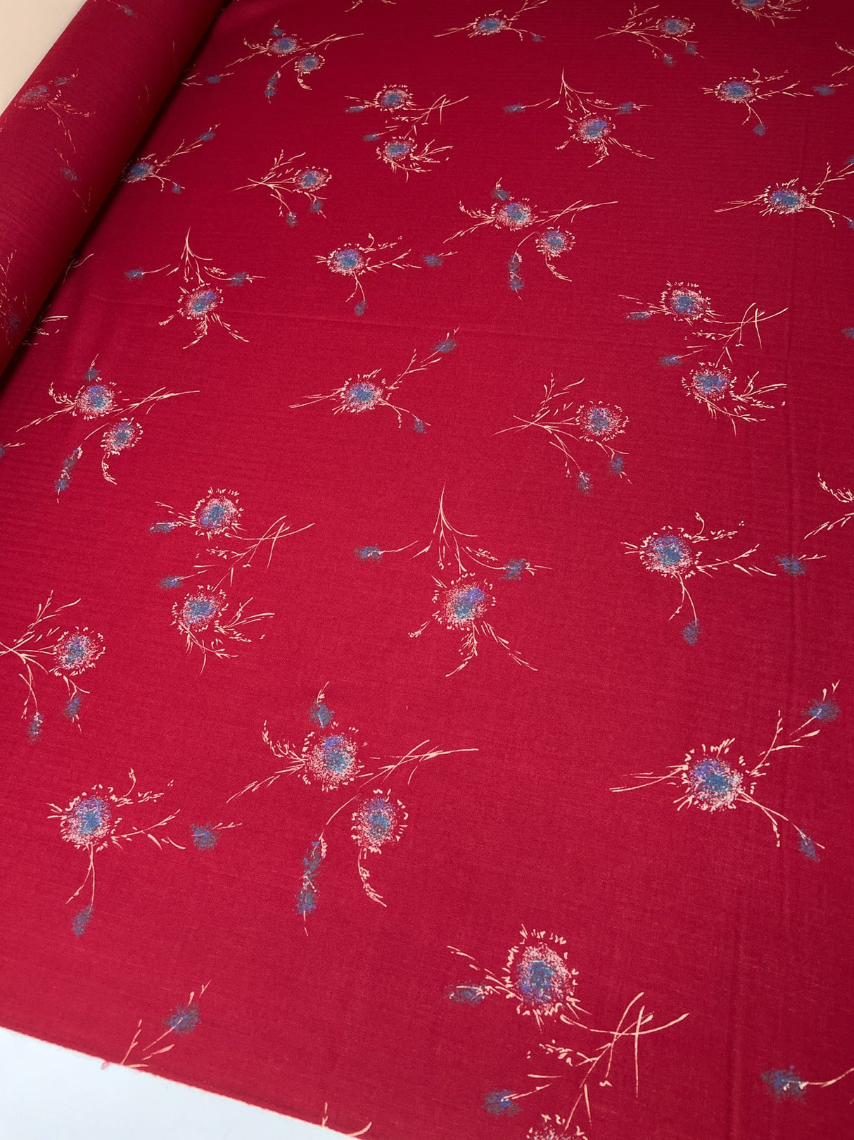 Wool Printed Twill Red Beige