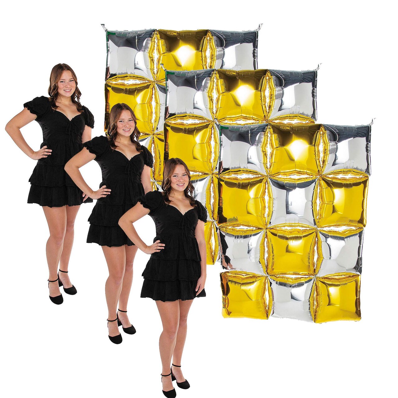 Silver & Gold Mylar Balloon Party Backdrop – 45.25" x 5 Ft. (1/2")