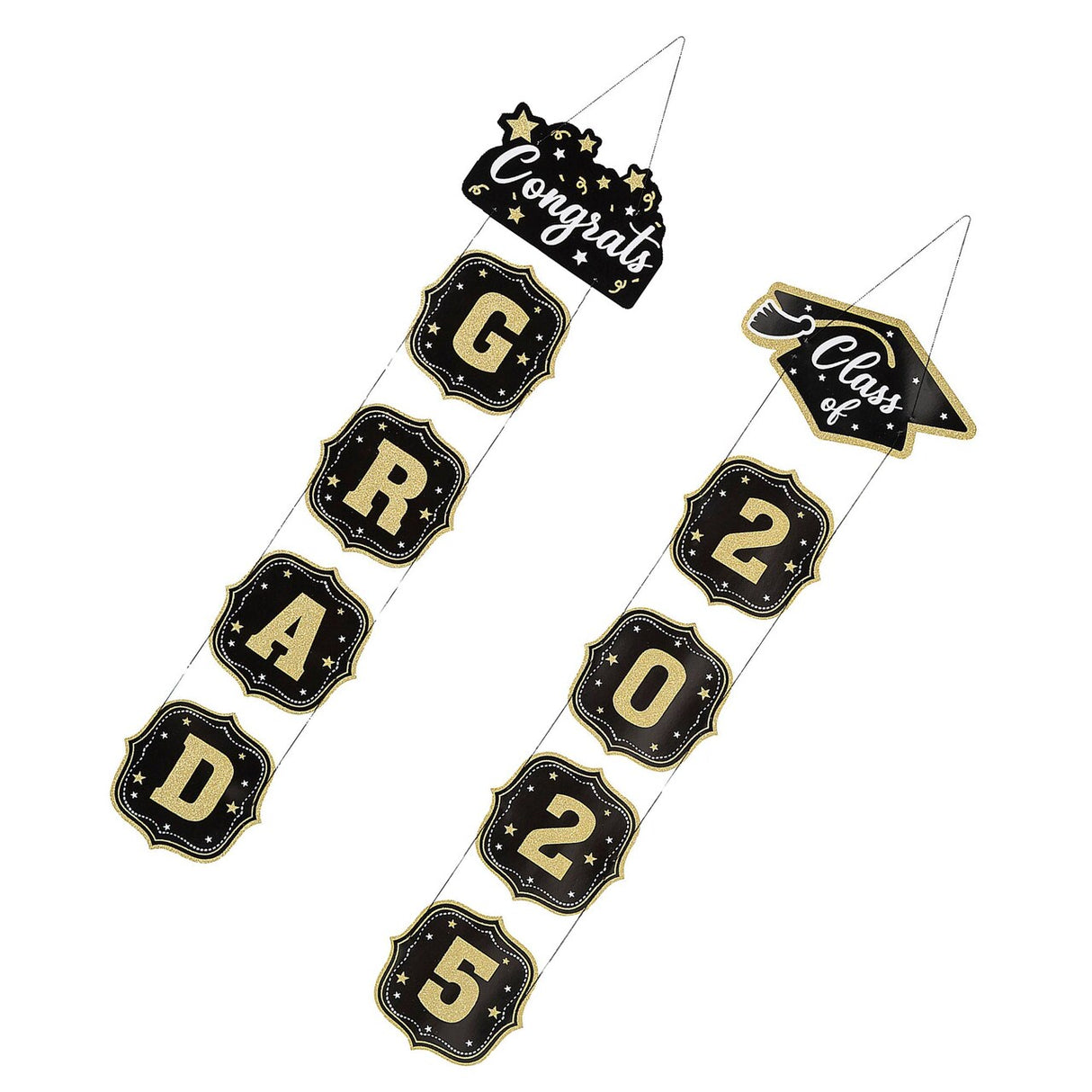 10 1/4" x 6 ft. 10" Congrats Grad Class of 2025 Cardstock Door Signs - 2 Pc.