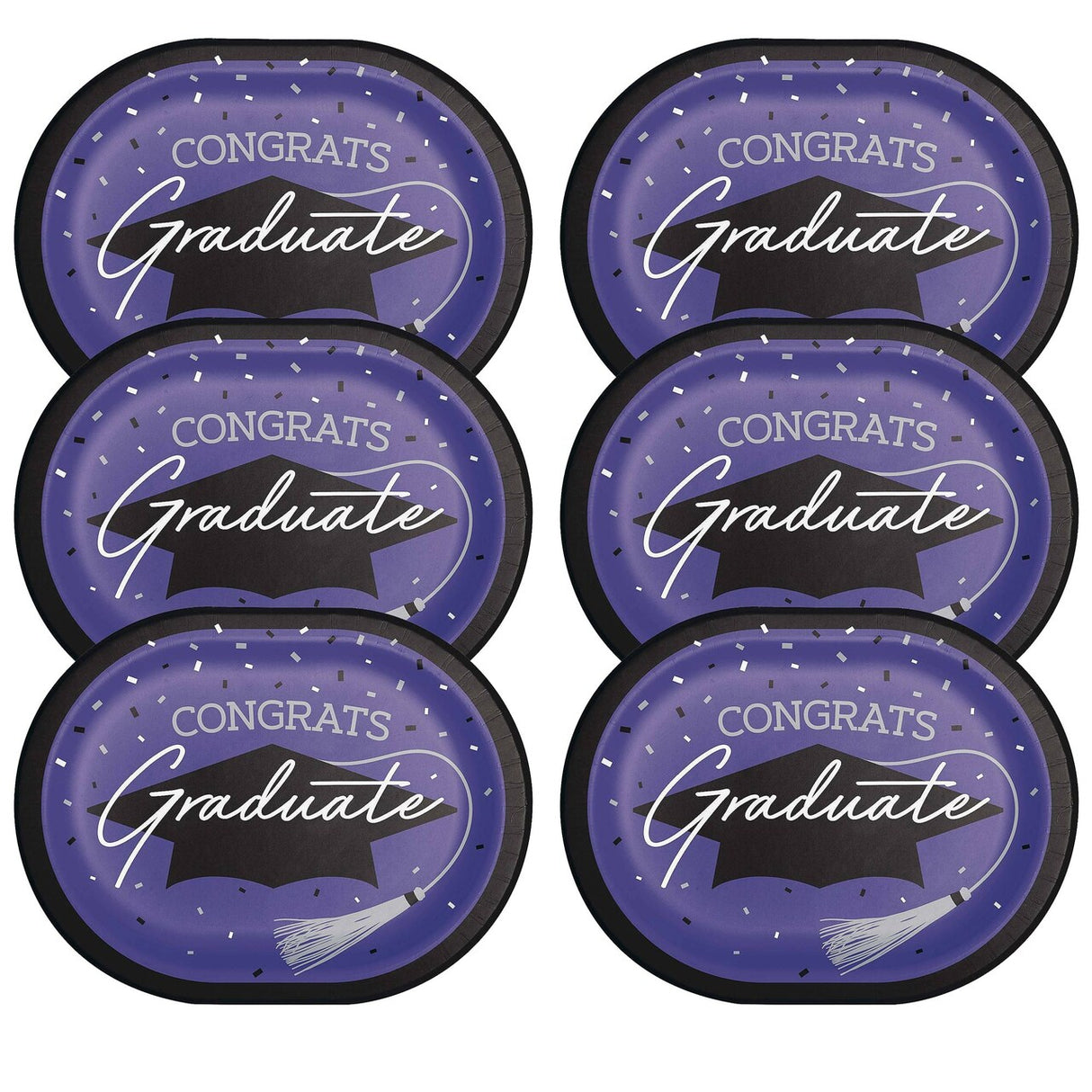 Creative Converting School Spirit Purple Graduation Oval Paper Platters – 24ct